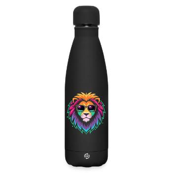 Rainbow Lion Sunglasses - Matte Insulated Water Bottle 500 ml - black - Front
