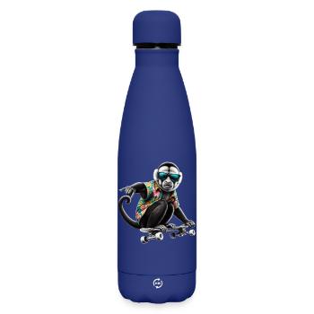 Ein cooler Affe auf einem Skateboard - Matte Thermosflasche 500 ml - Dunkelblau  - Vorne