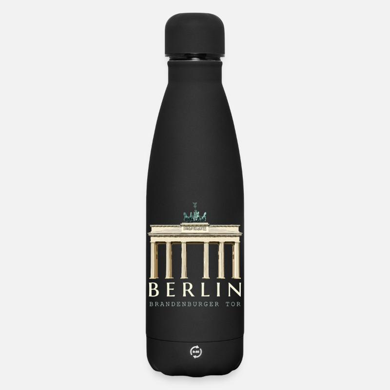 Berlin, dessin à la main de la porte de Brandebourg - Bouteille isotherme SOFT TOUCH 500 ml - noir