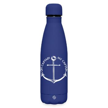 Oh Captain My Captain (dark) - Matte Insulated Water Bottle 500 ml - dark blue  - Front