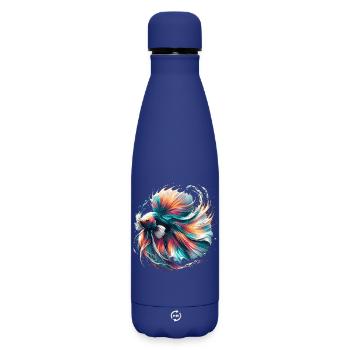 Leuchtender Betta Splendens, Kampffsich bunt - Matte Thermosflasche 500 ml - Dunkelblau  - Vorne