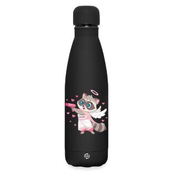 Amor Waschbärengel mit Flügeln - Matte Thermosflasche 500 ml - Schwarz - Vorne