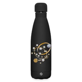 Diamanten-Konstellation in goldenen Bahnen - Matte Thermosflasche 500 ml - Schwarz - Vorne