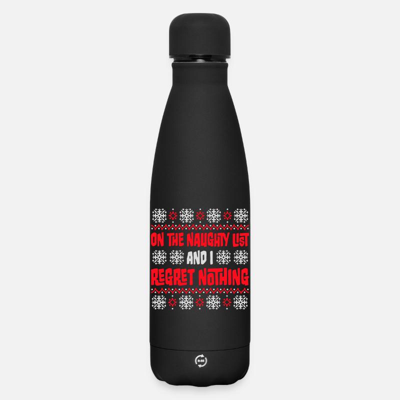 Sulla lista dei cattivi e non rimpiangere nulla XMas Spruch - Borraccia termica SOFT TOUCH da 500 ml - nero
