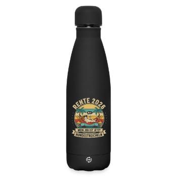 Rente 2026 Hundestreicheln - Matte Thermosflasche 500 ml - Schwarz - Vorne