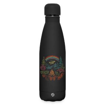 Camp d’été - Design rétro coloré de la nature - Bouteille isotherme SOFT TOUCH 500 ml - noir - Devant