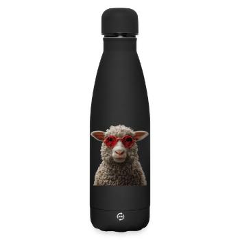 Schaf mit Sonnebrille - Matte Thermosflasche 500 ml - Schwarz - Vorne