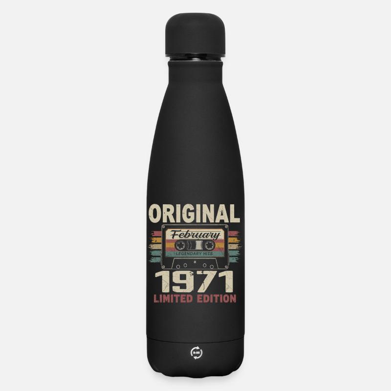 Februar 1971, Februar 1971 Geburtstagsgeschenk - Matte Thermosflasche 500 ml - Schwarz