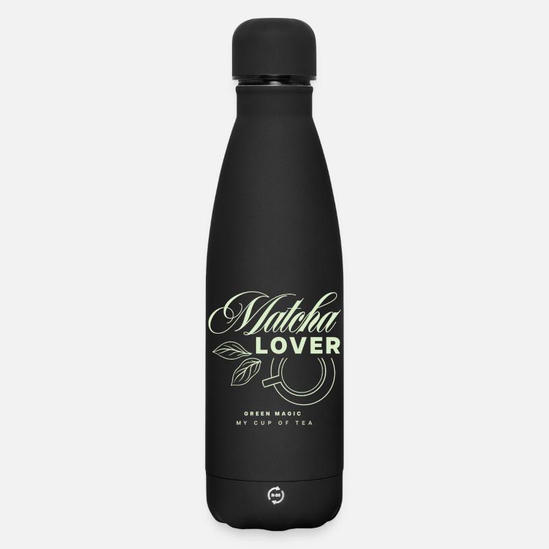 Matcha Lover Tea Design - Matte Insulated Water Bottle 500 ml - black