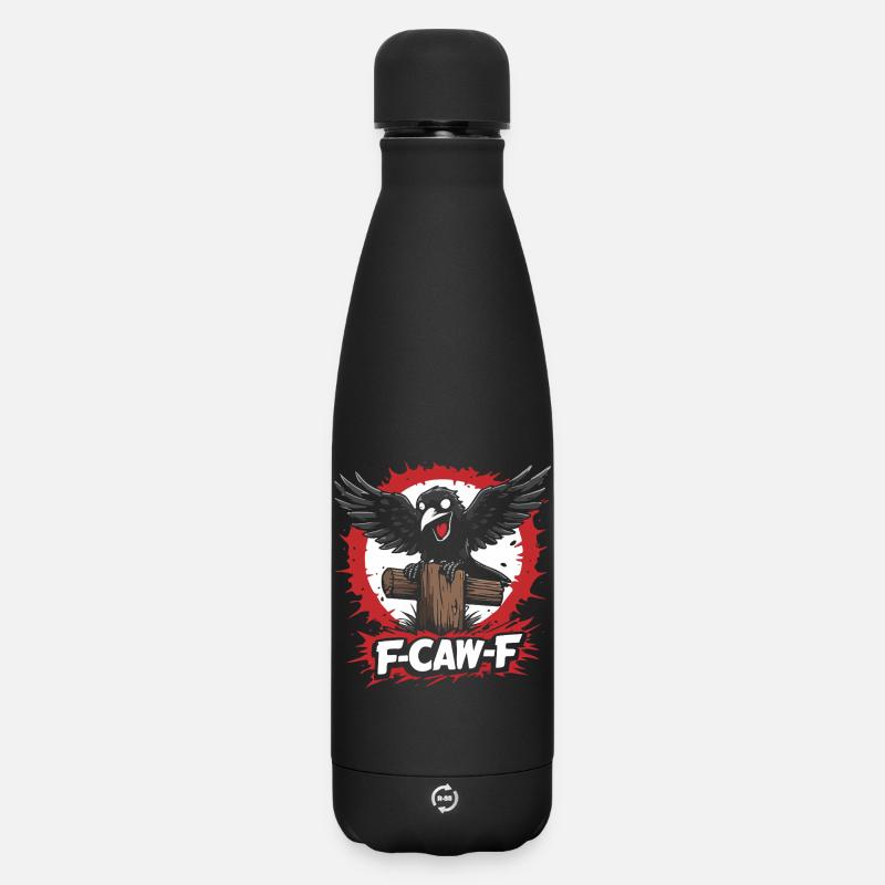 F-Caw-F Rabe auf Baumstamm - Matte Thermosflasche 500 ml - Schwarz
