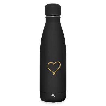 Golden Heart – Art minimal au trait Love Design - Bouteille isotherme SOFT TOUCH 500 ml - noir - Devant