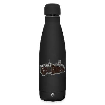 Traktorenduo im Feld - Matte Thermosflasche 500 ml - Schwarz - Vorne