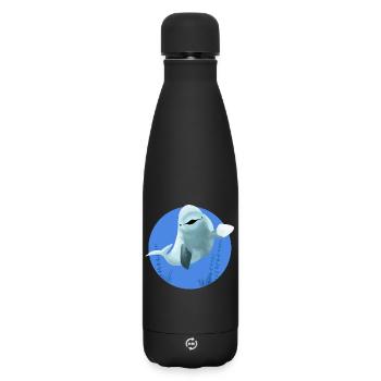 Beluga fröhlich in blauen Kreis - Matte Thermosflasche 500 ml - Schwarz - Vorne