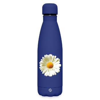 Gänseblümchen | Daisy flower power - Matte Thermosflasche 500 ml - Dunkelblau  - Vorne