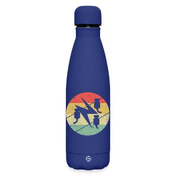 Symbole de guilde d'électricien sur les couleurs rétro vintage - Bouteille isotherme SOFT TOUCH 500 ml - bleu foncé  - Devant