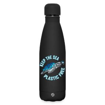 Meeresschildkröte Schildkröte Batik Plastic Free - Matte Thermosflasche 500 ml - Schwarz - Vorne