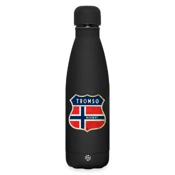 Tromsø Norwegen Wappen Flaggen Design - Matte Thermosflasche 500 ml - Schwarz - Vorne