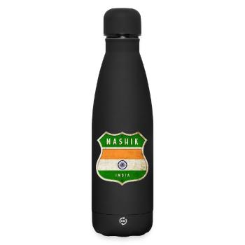 Nashik Indien Wappen Flaggen Design - Matte Thermosflasche 500 ml - Schwarz - Vorne