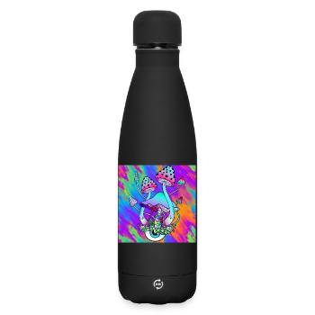 Magic mushrooms colorful Psychedelic mushroom art - Matte Insulated Water Bottle 500 ml - black - Front