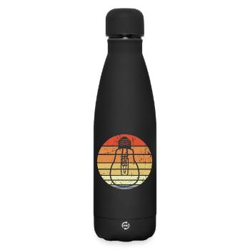 Vintage Glühbirne - Matte Thermosflasche 500 ml - Schwarz - Vorne