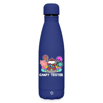 Naschkatzen Spruch Süßigkeiten Bonbon Nachspeise - Matte Thermosflasche 500 ml - Dunkelblau  - Vorne