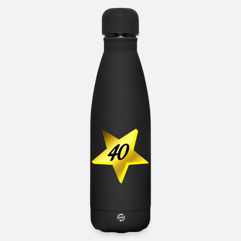 was schenken, 40 sternmotiv - Matte Thermosflasche 500 ml - Schwarz