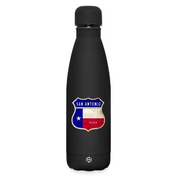 San Antonio Texas Wappen Flaggen Design - Matte Thermosflasche 500 ml - Schwarz - Vorne