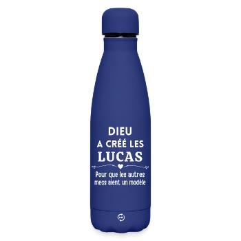 Lucas, prénom Lucas, anniversaire Lucas - Bouteille isotherme SOFT TOUCH 500 ml - bleu foncé  - Devant