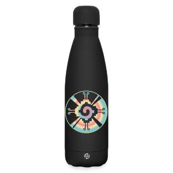 Galactic Butterfly Hunab Ku - aztec symbol - Matte Insulated Water Bottle 500 ml - black - Front