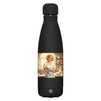 Vintage Hausfrau 50er Jahre - Retro Küche & Backen - Matte Thermosflasche 500 ml - Schwarz - Vorne