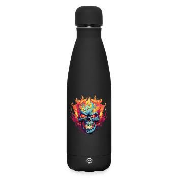 Illustration du crâne de flammes néon - Bouteille isotherme SOFT TOUCH 500 ml - noir - Devant