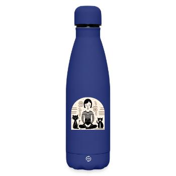 Yoga avec les chats - Bouteille isotherme SOFT TOUCH 500 ml - bleu foncé  - Devant