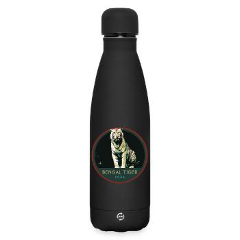 Bengalischer Tiger Porträt Aufnäher: Indische Fauna - Matte Thermosflasche 500 ml - Schwarz - Vorne