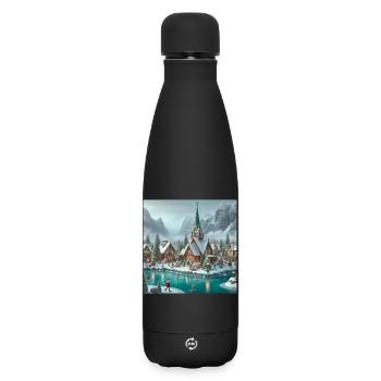 Scandinavian Christmas Village - Matte Insulated Water Bottle 500 ml - black - Front