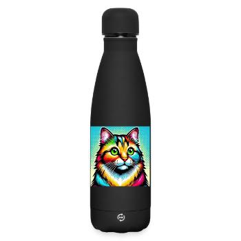 Chat Pop Art - Bouteille isotherme SOFT TOUCH 500 ml - noir - Devant
