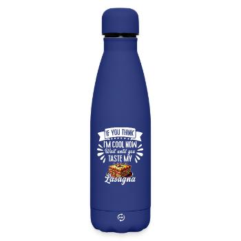 If you think my lasagna tastes good - Matte Insulated Water Bottle 500 ml - dark blue  - Front
