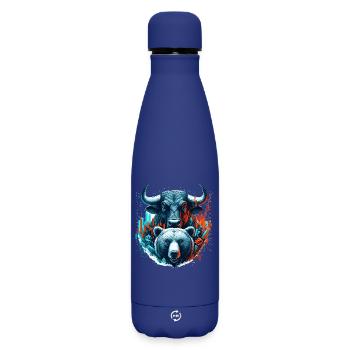 Finance Taurus Bear Stock Market Wall Street Gift - Matte Insulated Water Bottle 500 ml - dark blue  - Front