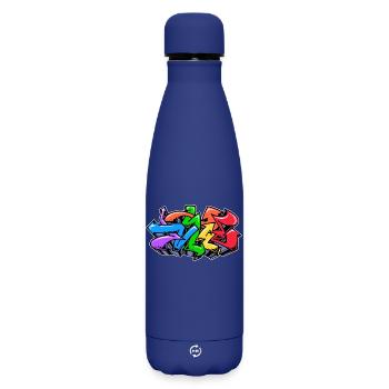 Kunst Street Art Wildstyle Graffiti Illustration - Matte Insulated Water Bottle 500 ml - dark blue  - Front