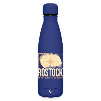 Rostock Koordinaten - Matte Thermosflasche 500 ml - Dunkelblau  - Vorne