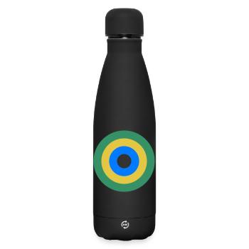 Geometrische Ringe in Grün-Gold-Blau,  - Matte Thermosflasche 500 ml - Schwarz - Vorne