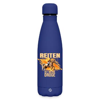 Reiten ist meine Droge - Matte Thermosflasche 500 ml - Dunkelblau  - Vorne