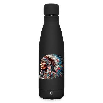 Amérindien Peau rouge d’Amérique - Bouteille isotherme SOFT TOUCH 500 ml - noir - Devant