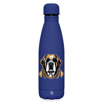 Bernhardiner Gangsta Gangster Hund Geschenk - Matte Thermosflasche 500 ml - Dunkelblau  - Vorne