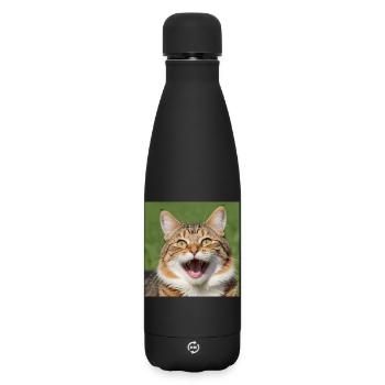 Katze - Matte Thermosflasche 500 ml - Schwarz - Vorne