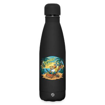 Fröhlicher Papagei unter der Sonne - Matte Thermosflasche 500 ml - Schwarz - Vorne