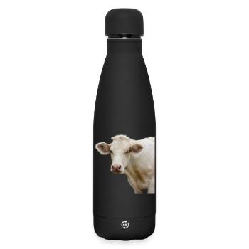 funny cow cow head gift farmer - Matte Insulated Water Bottle 500 ml - black - Front