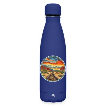 Eisenbahn - Matte Thermosflasche 500 ml - Dunkelblau  - Vorne