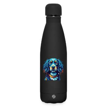 Blauer Picardy Spaniel Hund Rasse Karikatur Kawaii - Matte Thermosflasche 500 ml - Schwarz - Vorne