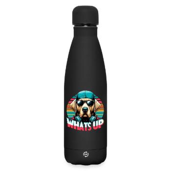Dudley Labrador Was geht ab cooler Hund Geschenk - Matte Thermosflasche 500 ml - Schwarz - Vorne