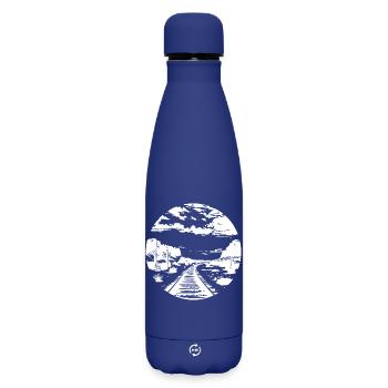 Railway Drawing - Matte Insulated Water Bottle 500 ml - dark blue  - Front